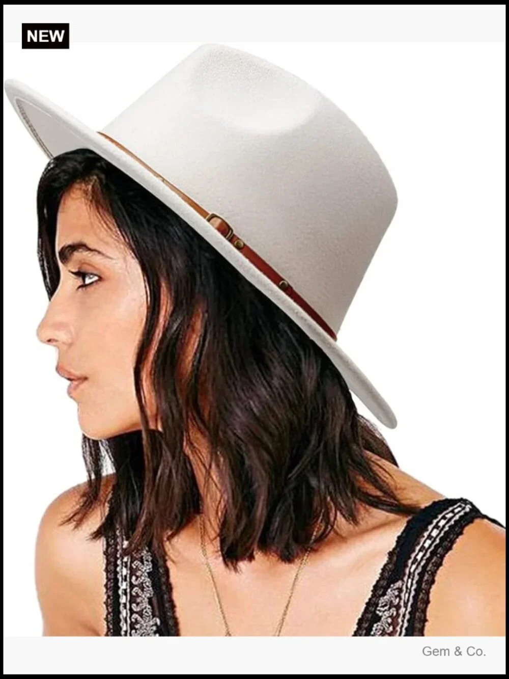 Classic Felt Wide Brim Fedora with Belt Buckle Panama Hat